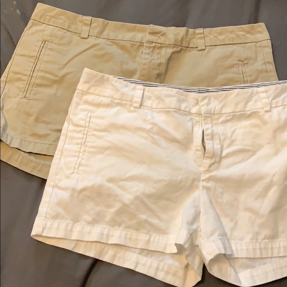 Jcpenny 2 pair shorts, khaki and white, size 12
